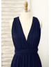 Navy Blue Long Infinity  Jersey Bridesmaid Dress
